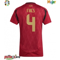 Camiseta Bélgica Wout Faes #4 Primera Equipación para mujer Eurocopa 2024 manga corta